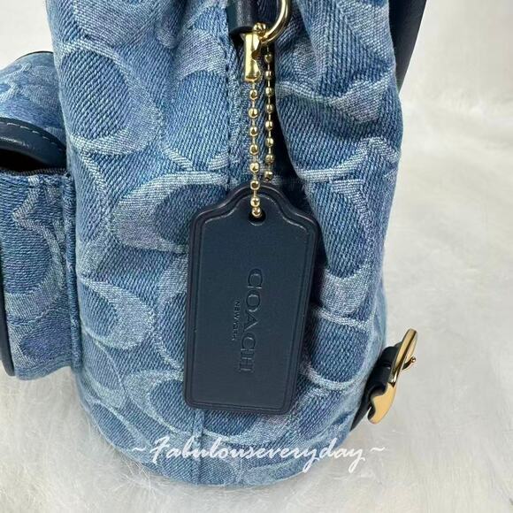 Coach Hadley Backpack In Signature Denim Gold/Indigo CDB95 NWT - Picture 7 of 10